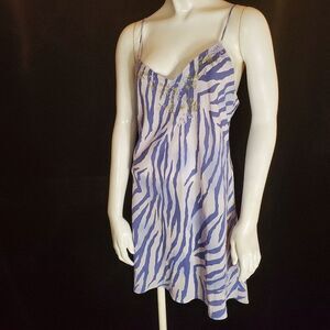Natori Purple Zebra & Embroidered Floral Nightgown (S)
